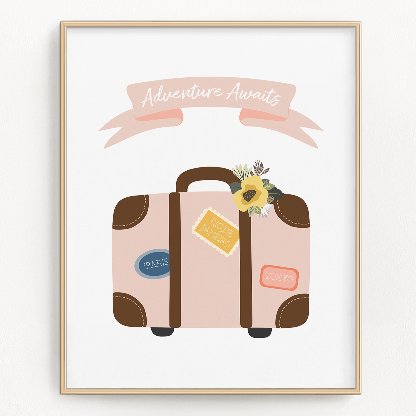 Adventure Awaits Suitcase Art Print