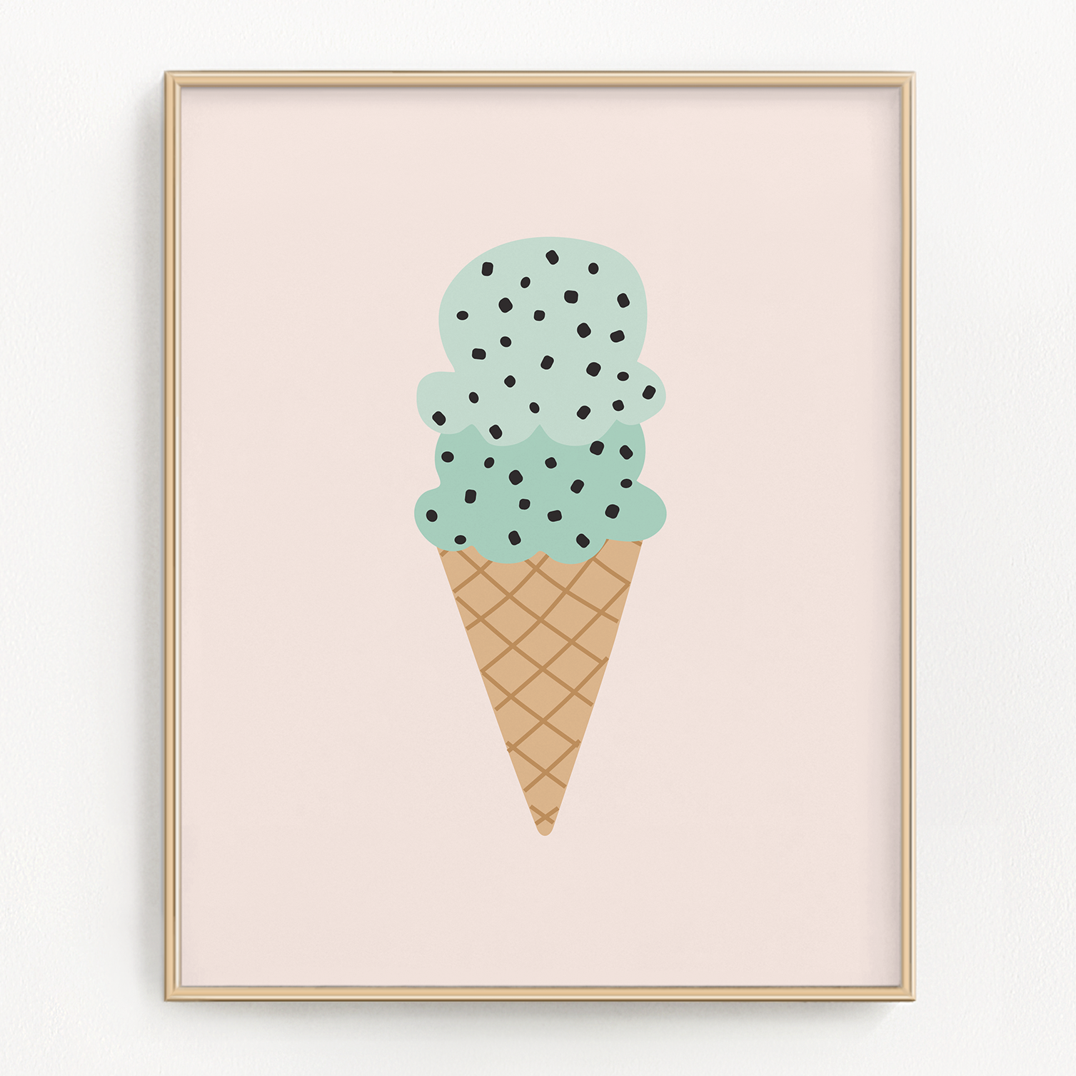 Mint Chocolate Chip Ice Cream Art Print