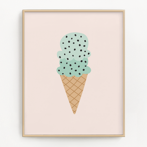 Mint Chocolate Chip Ice Cream Art Print