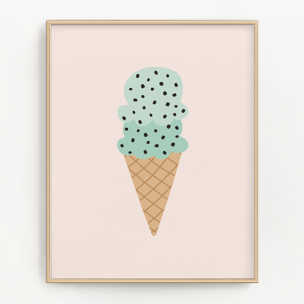 Mint Chocolate Chip Ice Cream Art Print