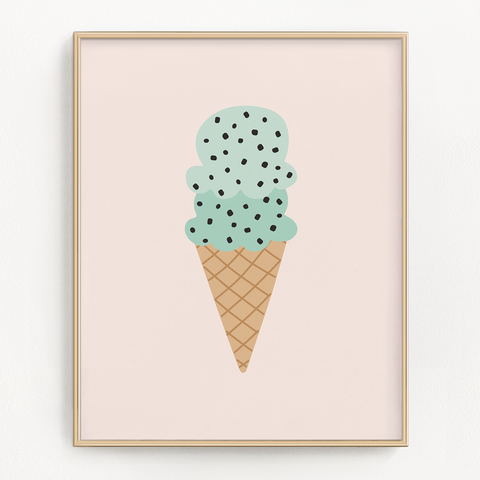 Mint Chocolate Chip Ice Cream Art Print