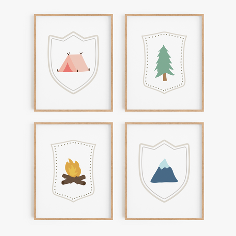 Adventure Badge Art Prints (Set of 4)