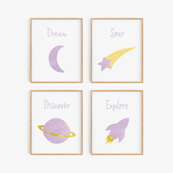 Watercolor Space Art Prints (Set of 4)