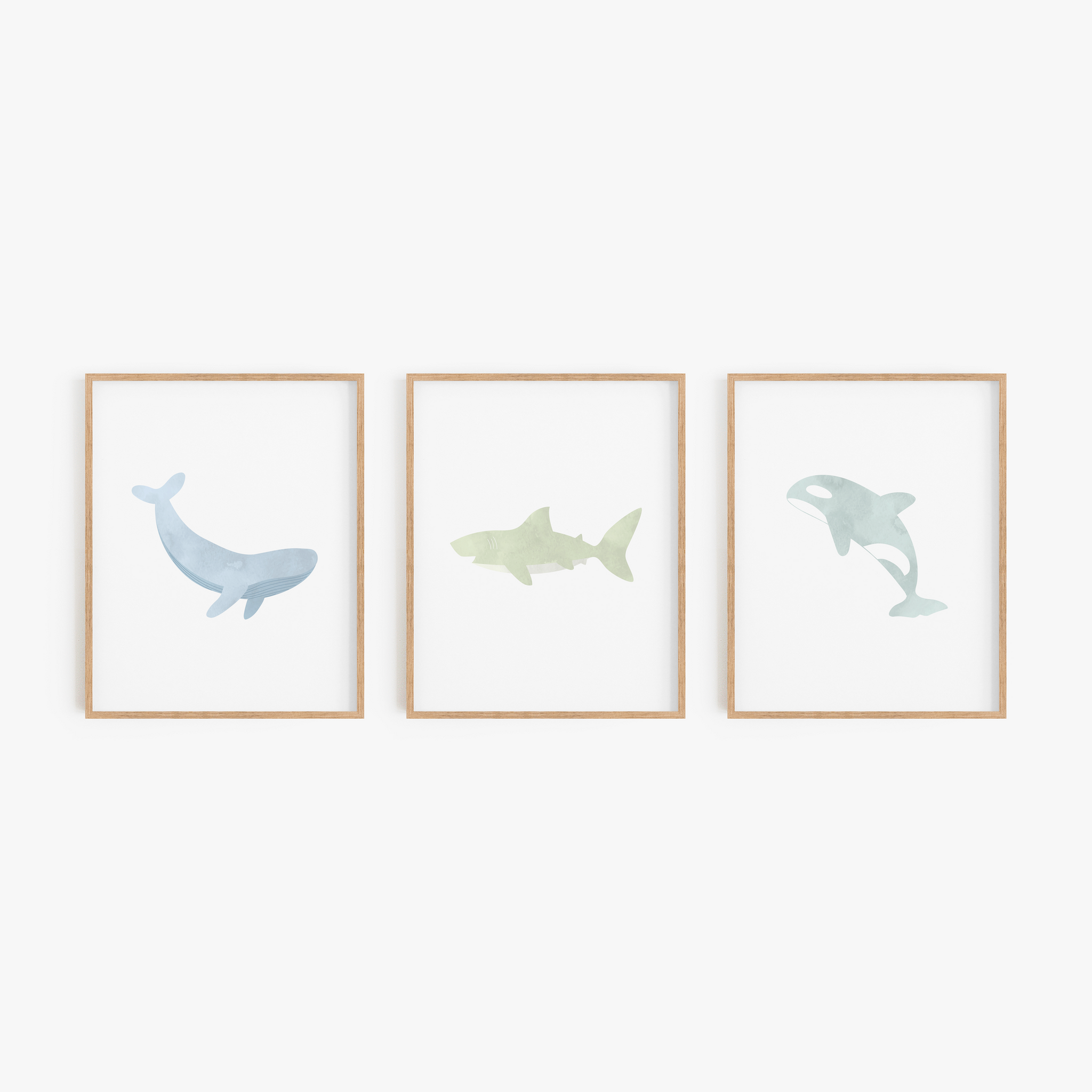 Watercolor Ocean Animal Art Prints (Set of 3)