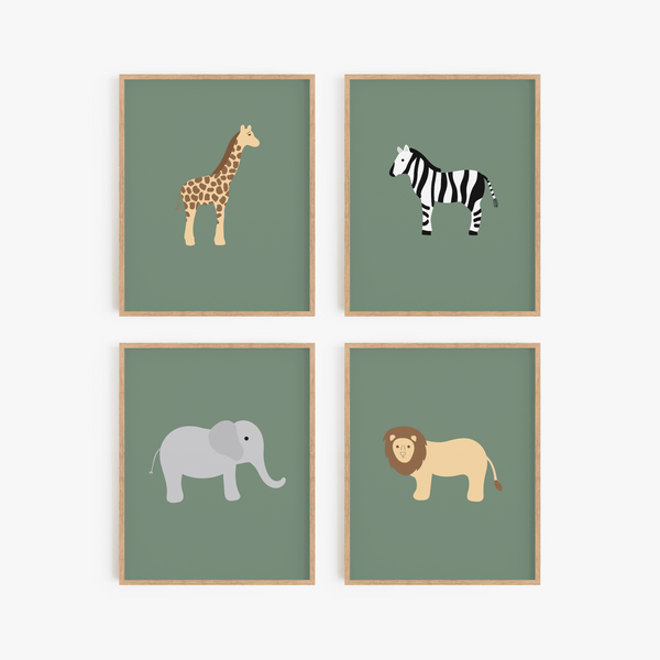 Safari Animal Art Prints (Set of 4)