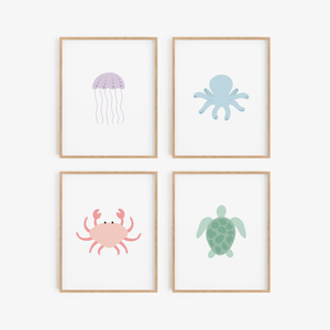 Under The Sea Art Prints (Set of 4)