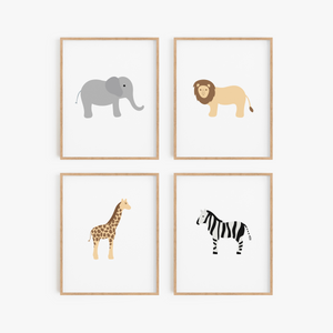 Safari Animal Art Prints (Set of 4)