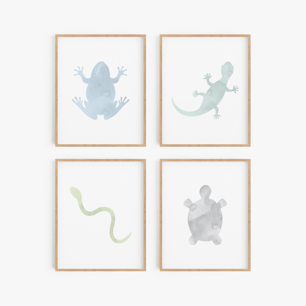 Pastel Watercolor Reptile Art Prints (Set of 4)