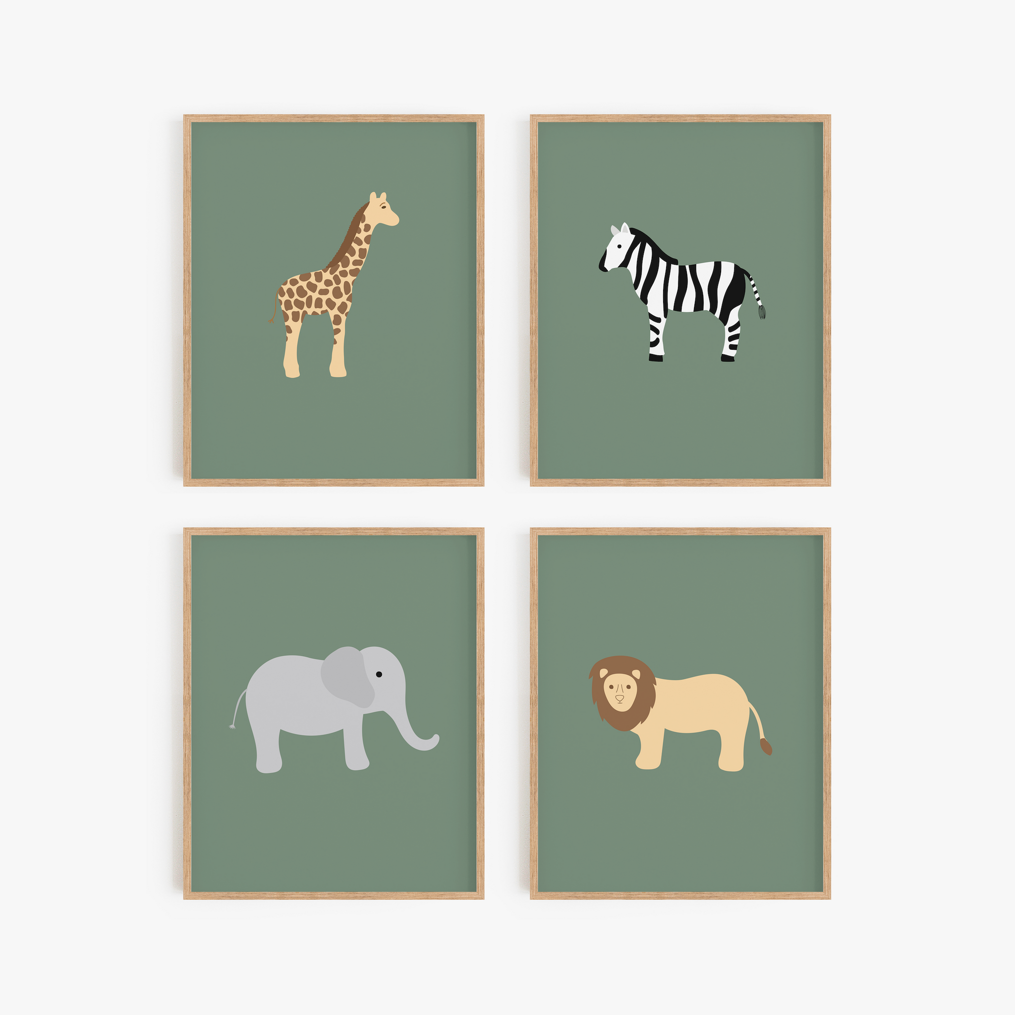 Safari Animal Art Prints (Set of 4)