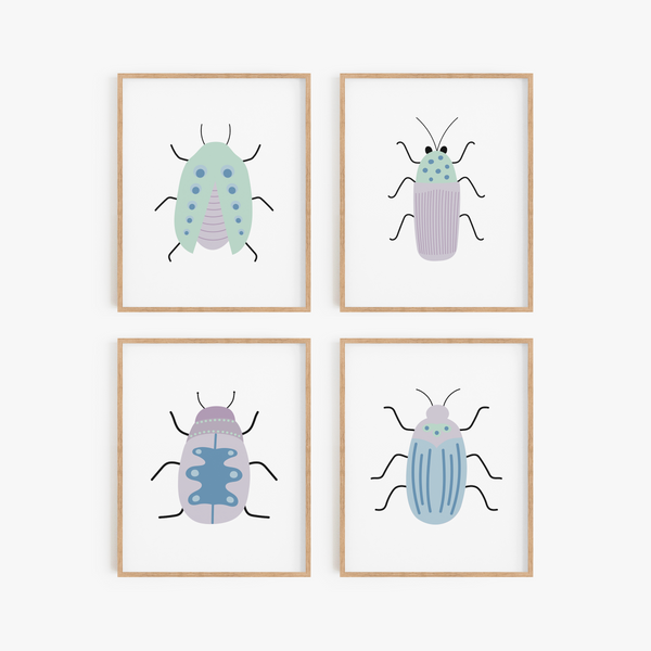 Beautiful Beetles Art Prints (Set of 4)