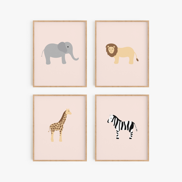 Safari Animal Art Prints (Set of 4)