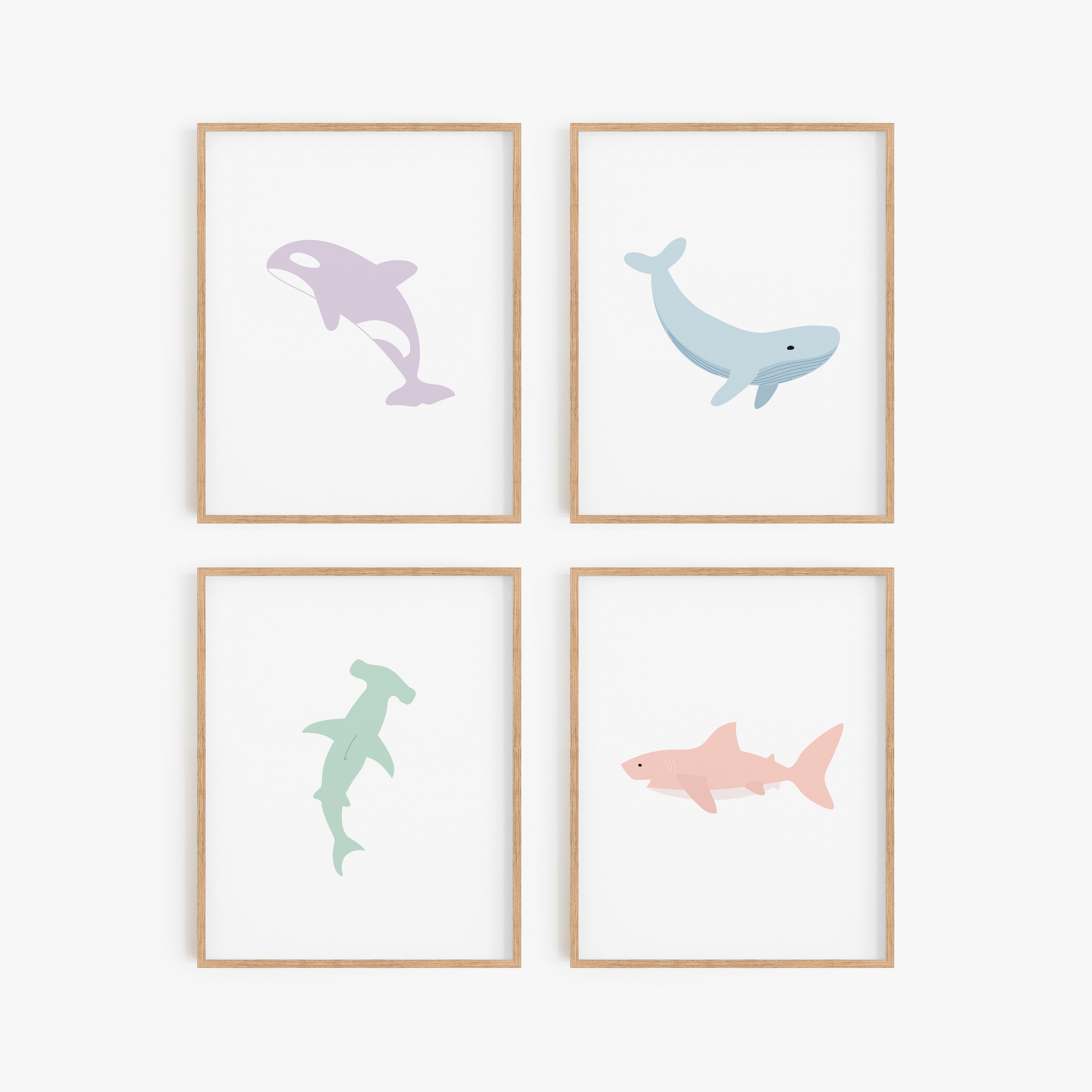 Ocean Animal Art Prints (Set of 4)