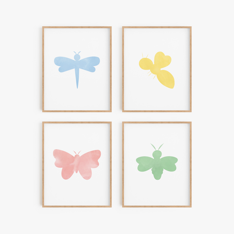 Watercolor Insects Art Prints (Set of 4)