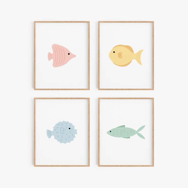 Tropical Fish Art Prints (Set of 4)