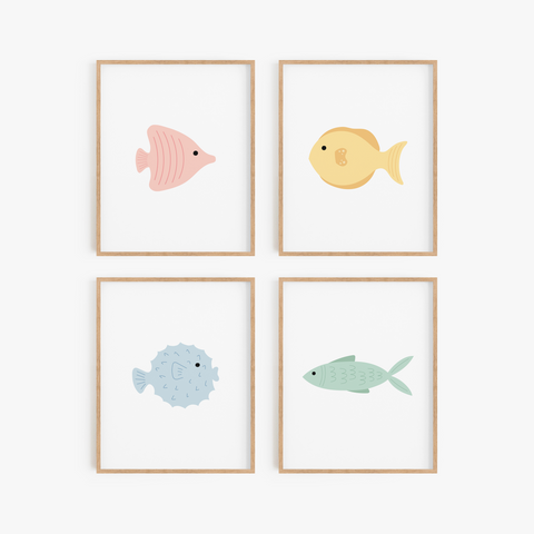 Tropical Fish Art Prints (Set of 4)