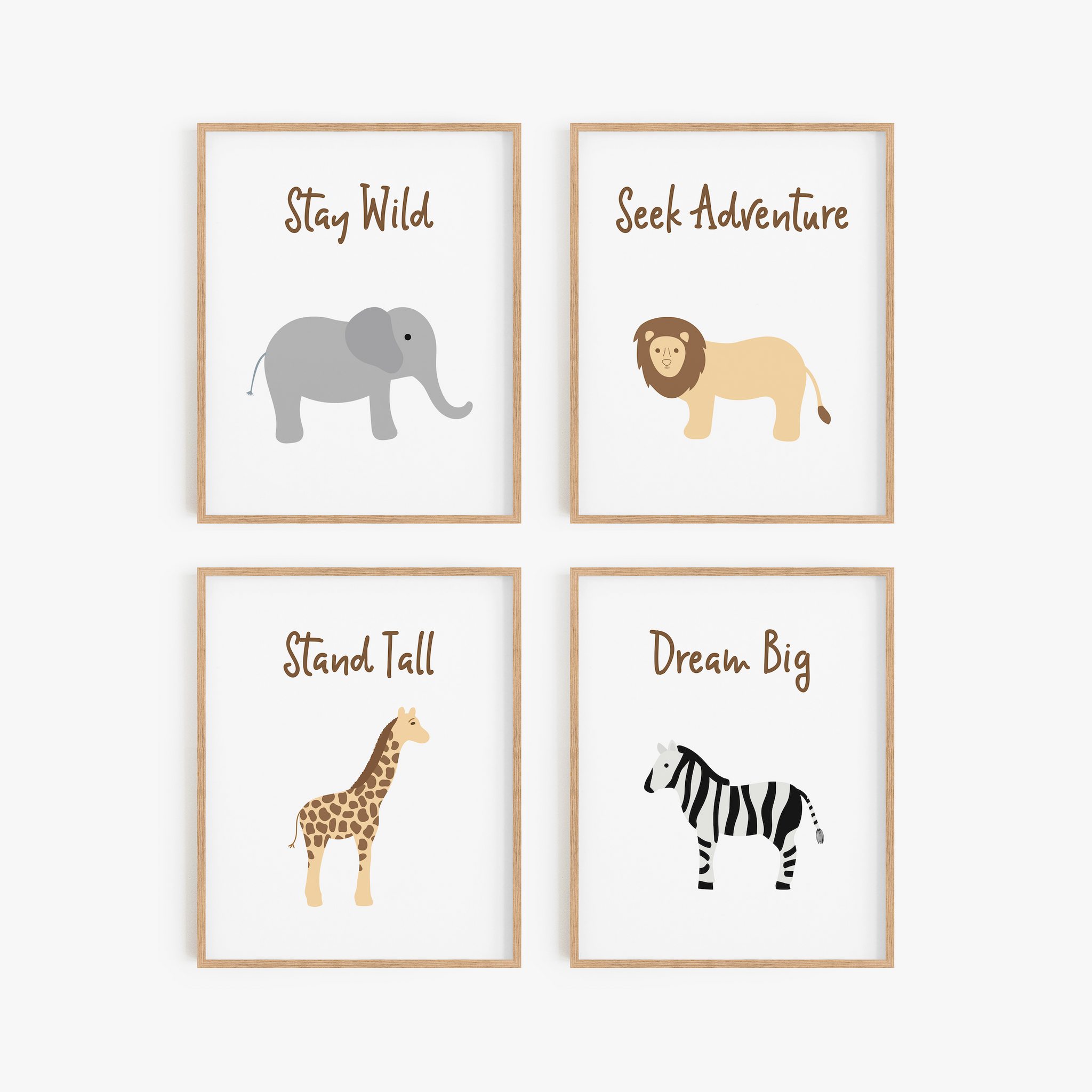 Inspirational Safari Animal Art Prints (Set of 4)