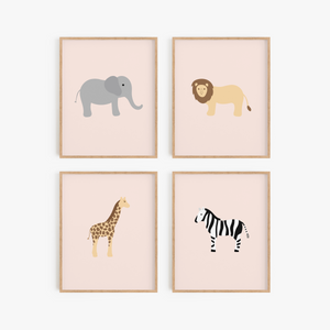 Safari Animal Art Prints (Set of 4)