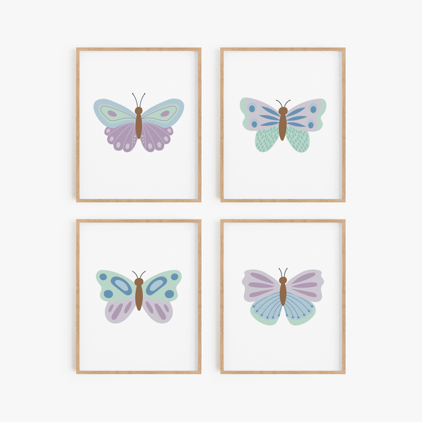 Beautiful Butterflies Art Prints (Set of 4)