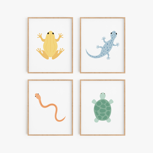 Radiant Reptiles Art Prints (Set of 4)