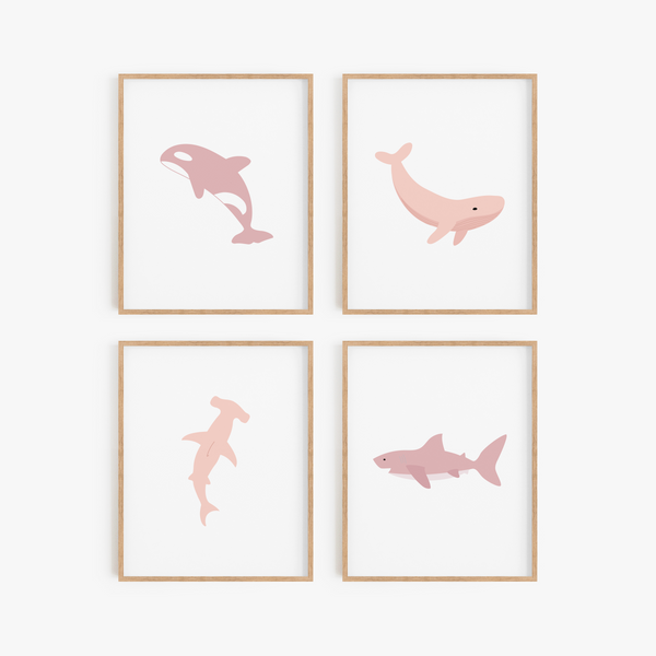 Ocean Animal Art Prints (Set of 4)