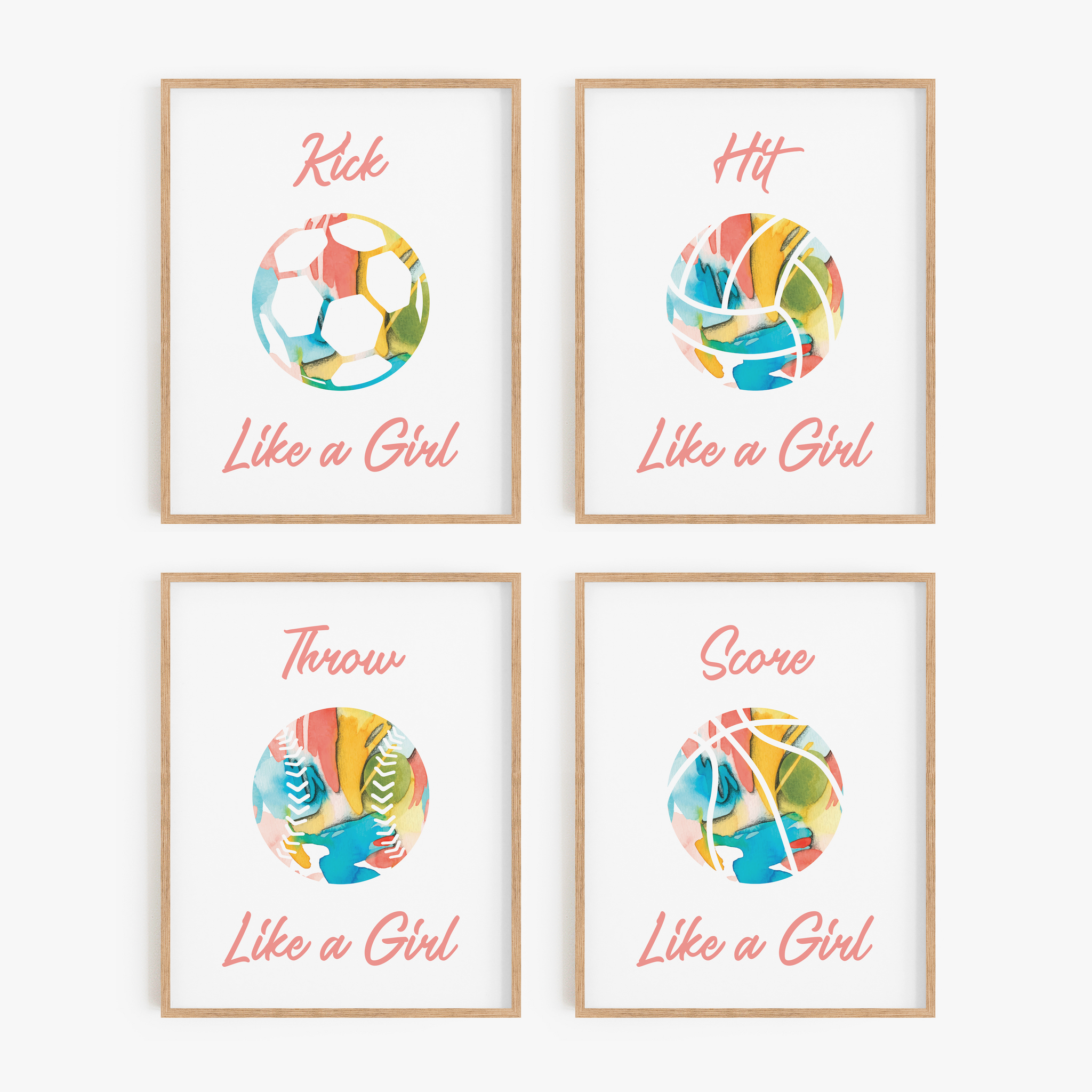 Like A Girl Sports Art Prints (Set of 4)