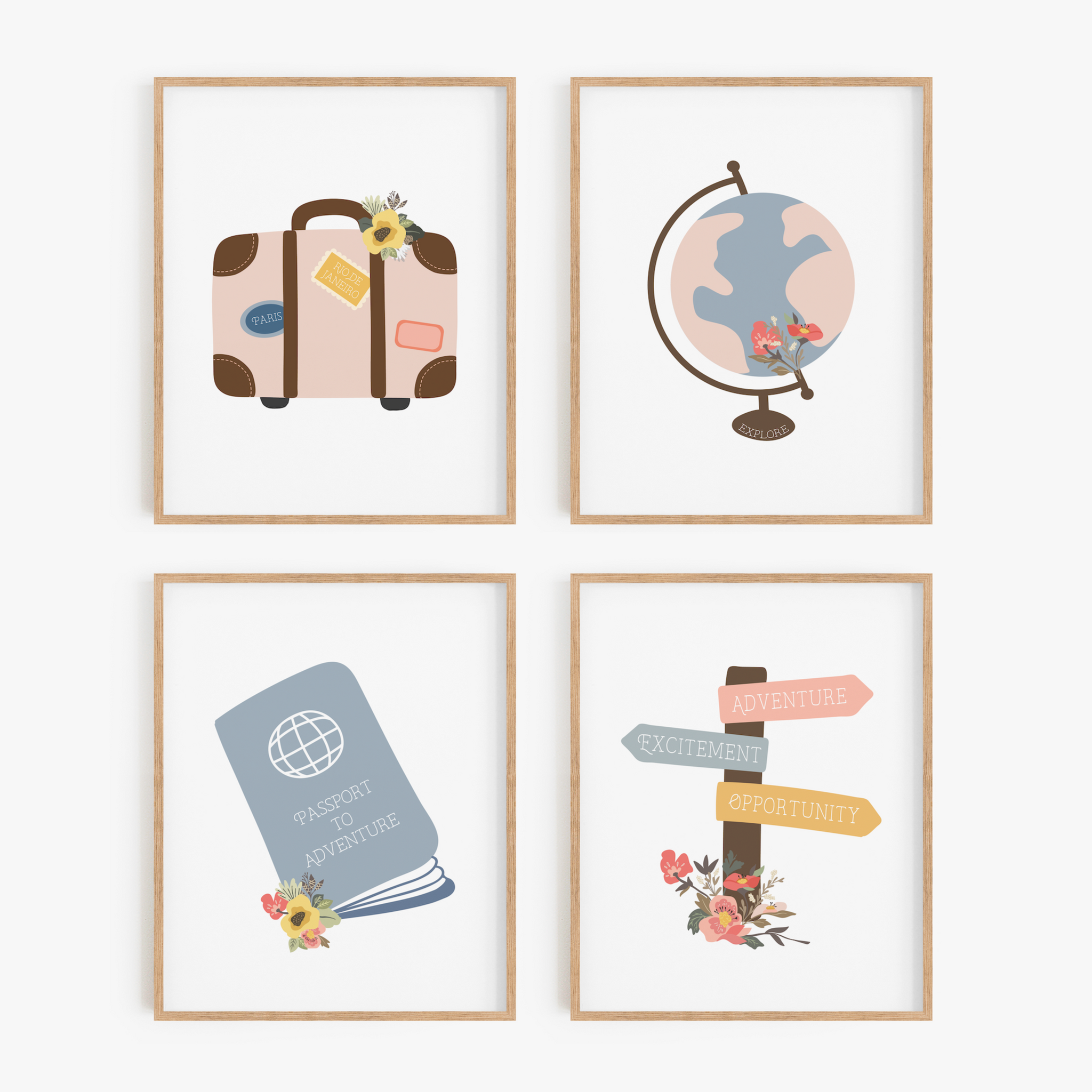 Blooming Globetrotter Art Prints (Set of 4)