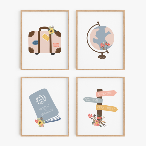 Blooming Globetrotter Art Prints (Set of 4)