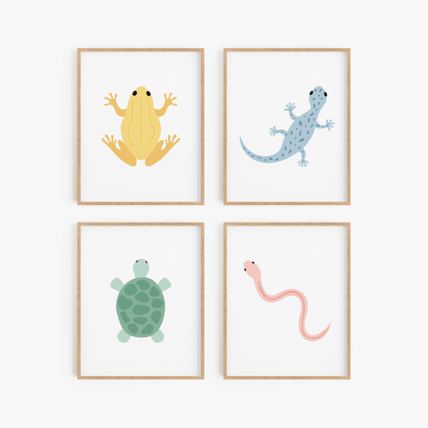 Radiant Reptiles Art Prints (Set of 4)