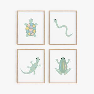 Reptile Friends Art Prints (Set of 4)
