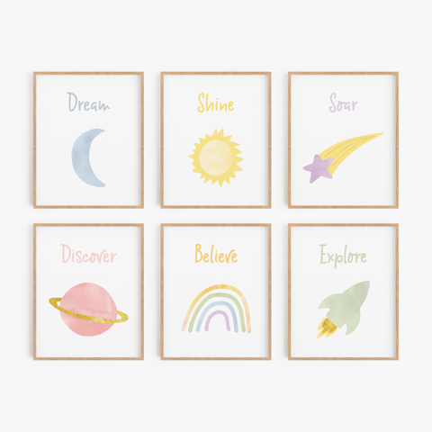 Inspirational Outer Space Art Prints (Set of 6)