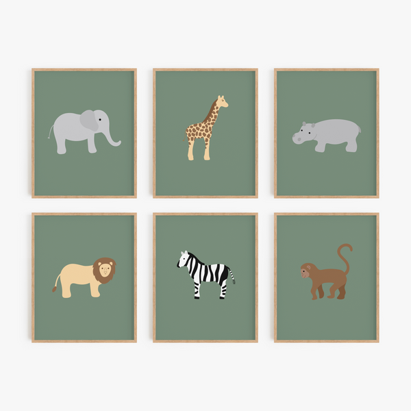 Safari Animal Art Prints (Set of 6)