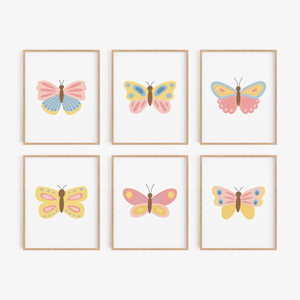 Beautiful Butterflies Art Prints (Set of 6)
