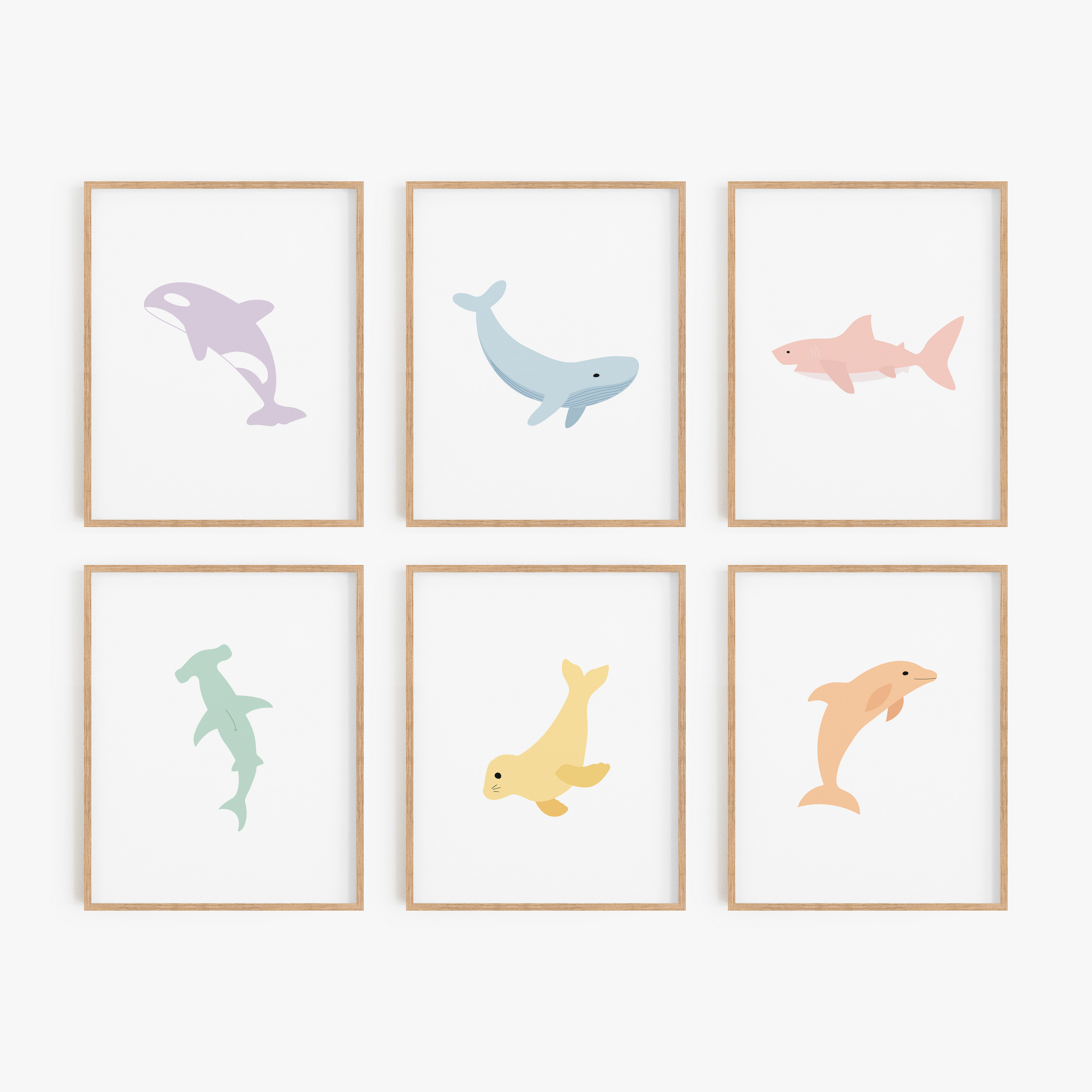 Ocean Animal Art Prints (Set of 6)